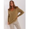 Khaki svetr s copánkovým vzorem
