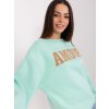 Mintová mikina s nápisem Amour