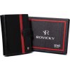 Rovicky Černá kožená peněženka s červeným pruhem L188 (Velikost ONE SIZE)