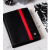 Rovicky  Černá kožená peněženka bez zapínání s červeným pruhem L193