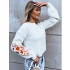 Bílý crop svetr s vyšíváním na rukávech LYRA (Velikost ONE SIZE)