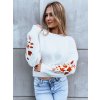 Bílý crop svetr s vyšíváním na rukávech LYRA (Velikost ONE SIZE)
