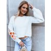 Bílý crop svetr s vyšíváním na rukávech LYRA (Velikost ONE SIZE)