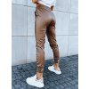 Tmavě hnědé koženkové jogger kalhoty TERRACE