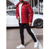 Červená prošívaná bunda s kapucí
