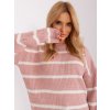 Světle růžovo -bílý pruhovaný svetr