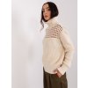 Světle béžový děrovaný svetr s rolákem