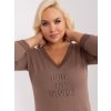 Hnědé triko s výstřihem a 3/4 rukávem