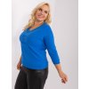 Modré triko s výstřihem a 3/4 rukávem