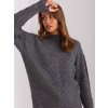 Tmavě šedý dlouhý oversize svetr s rolákem