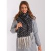 Černo-béžová vzorovaná šála s třásněmi