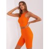 Oranžový třídílný komplet šortek, crop topu a mikiny