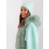 Mintová zimní čepice s aplikací kamínků