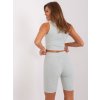 Světle šedý třídílný komplet šortek, crop topu a mikiny