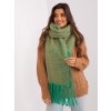 Světle zelená šála s třásněmi