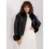 Černá koženková zimní bunda s kožíškem (Velikost ONE SIZE)