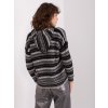 Černý pruhovaný svetr s kapucí
