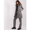 Tmavě šedá zimní delší prošívaná bunda
