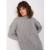 Šedý copánkový rolákový svetr