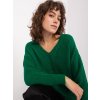 Tmavě zelený svetr s výstřihem do V