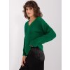 Tmavě zelený svetr s výstřihem do V