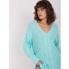 Mintový svetr s výstřihem do V