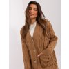 Hnědý delší svetr z ozdobnými knoflíky a kapsami