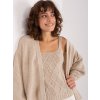 Béžový pletený komplet topu a svetru