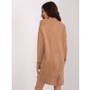 Camel žebrované pletené šaty