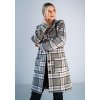 Šedý károvaný dámský kabát