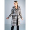 Šedý károvaný dámský kabát