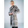 Šedý károvaný dámský kabát