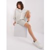 Světle šedý třídílný komplet šortek, crop topu a mikiny