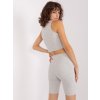 Světle šedý třídílný komplet šortek, crop topu a mikiny