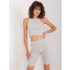 Světle šedý třídílný komplet šortek, crop topu a mikiny