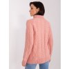 Růžový copánkový svetr s rolákem