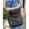 MARCO MAZZINI Tmavě hnědá crossbody z přírodní kůže