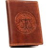 Peterson  Hnědá kožená peněženka s vyraženým znamením zvěrokruhu - váhy W113