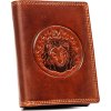 Peterson  Hnědá kožená peněženka s vyraženým znamením zvěrokruhu - lev W112