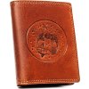 Peterson Hnědá kožená peněženka s vyraženým znamením zvěrokruhu - ryby W110