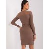 Hnědé žebrované mini šaty