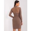 Hnědé mini šaty s průsvitným výstřihem a zády