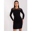 Černé vypasované žebrované mini šaty