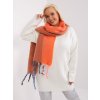 Oranžová široká šála s třásněmi