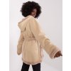 Béžový teplý kabát s kapucí