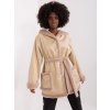 Béžový teplý kabát s kapucí