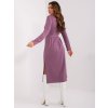 Fialové midi šaty s páskem