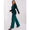 Tmavě zelený velurový komplet kalhot a košile