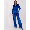 Modrý velurový komplet kalhot a košile