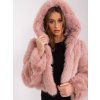 Světle růžový  krátký kožíšek s kapucí (Velikost S/M)